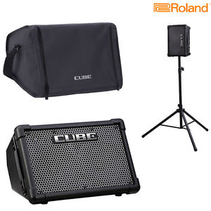 Roland CUBE Street EX Amplifier w/ CB-CS2 Carrying Bag and ST-A95 Speaker Stand