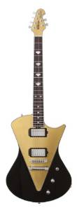 Ernie Ball Music Man 750-X1-20-00-CS-CR Armada Electric Guitar, Opaque Black/Gold