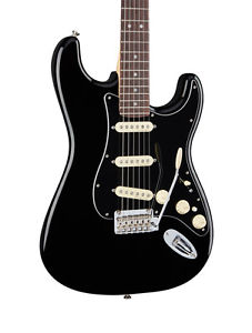 Fender De lujo Stratocaster Guitarra Eléctrica, Negro, Palo de rosa (NUEVO)