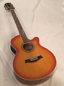 Vintage Burst Finish Cutaway Rochester Electric Acoustic Guitar