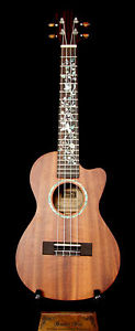 Bruce Wei Solid Hawaiian Koa Tenor Ukulele, MOP Inlay, Soft-Bag UC17-2347