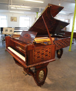 Unique Bluthner grand piano with a Jacaranda case with intrica tessellated inlay