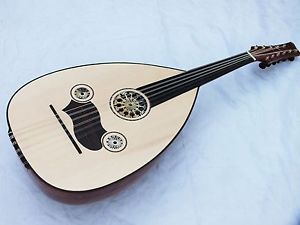 MAHR :: ARAB  STRING INSTRUMENT MAHOGANI  OUD WITH FLOATING BRIDGE  NEW