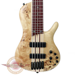 Brand New Ibanez SRSC805 5-String SR Series Bass Guitar Poplar Burl Natural Flat