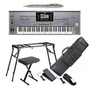 Brand New Yamaha Tyros 5 76 Key Performance Keyboard + 4 Legs Stand + X Bench + Case with Wheel + V/S Pedal