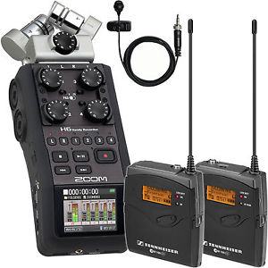 Sennheiser ew122PG3 Camera Mount Lavalier Mic System with Zoom H6 Recorder