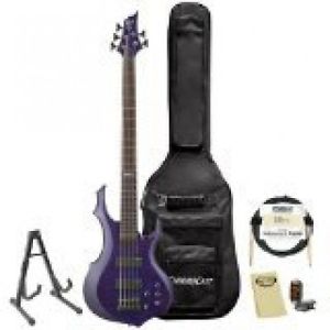 ESP F-155DX-DSTP-KIT-1 Dark See Thru Purple 5-String Electric Bass with
