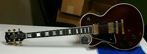1996 Les Paul Gibson Custom Left Hand Guitar - Wine Red with Gold Hardware