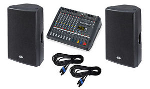 Dynacord PM600-3 powered mixer + D15-3 3-way speakers + cables MADE IN GERMANY