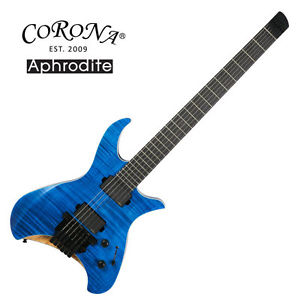 Corona Aphrodite APE-2000 Blue Jean Electric Guitar Flame EMG Headless Unique