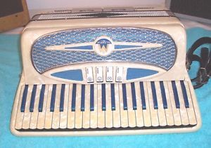 Morbidoni Dulcet 120 bass Cream & blue Accordion 4/2 reg  Accordian Olympia VGC