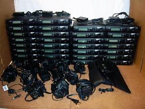 LOT OF (30) SHURE ULXS4 WIRELESS RECEIVER (8) TANSMITTER.W/ LAV MIC G3, J1 & M1