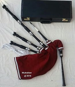 NEW PROFESSIONAL SCOTTISH HIGHLAND AFRICAN BLACKWOOD BAGPIPE IN HARD CARRY CASE