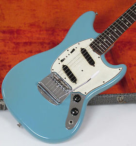 1966 Fender Mustang Daphne Blue Guitar Clean with Case