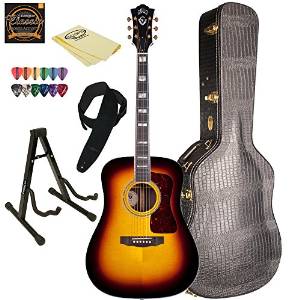 Guild D-55 ATB-KIT-2 Antique Sunburst Acoustic Dreadnought Guitar with Hard Case & ChromaCast Accessories