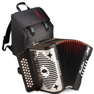 Hohner Panther Button Acordeon Black FBE/ FA 31 Button Accordion & Bag & Straps