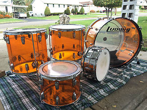 Ludwig amber vistalite zep set bonham drumset shells only reissue