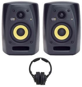 (2) KRK VXT-4 4" Active Studio Monitors VXT4 + KRK KNS-6400 Headphones