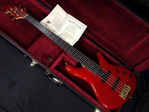 Sugi NB5C FM See Through Red 5 String Maple Body Used Electric Bass Guitar Japan
