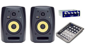 2 KRK VXT-6 6" VXT Series Active Bi-Amped Studio Monitors + FADERPORT + Tubepre