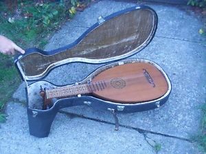 Vintage 1950s German 15 string Lute w/ Case Early Music Classical Instrument old