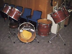 Vintage Ludwig 6 Piece Mahogany Cortex Drumset, B/O Badges, Stands