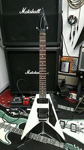 Floyd Rose White Neck Through V24 Arrow Flying V Guitar #6