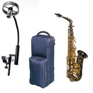 Virtuoso Series Professional Black Nickel Alto Saxophone Deluxe w/AMT LS Studio Sax Microphone
