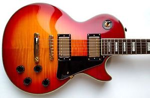 Epiphone Les Paul Custom Flametop Electric Guitar Korea 2005 Ebony MIK w/HSC