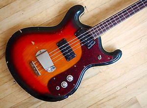 1966 Mosrite Joe Maphis Vintage Hollowbody Electric Bass Guitar Sunburst
