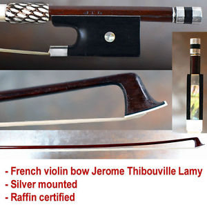 French certified SIilver violin bow J.T. Lamy JJ Martin - Raffin certified