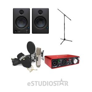 Rode NT2-A Microphone Focusrite Scarlett 2i2 Presonus Eris E4.5 Speakers + Mic