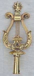 Antique Bronze Gilded German Lyre Processional Standard Finial for Music Parades