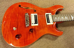 PRS SE Custom 22 Semi-hollow Electric Guitar, Chambered, Flamed Orange, Dlx Gig