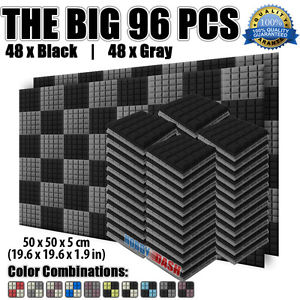 New 96 pcs Hemisphere Grid 50*50*5cm Black and Gray Acoustic Foam Tile Panel