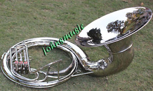 cHRISTMAS^OFFER^SOUSAPHONE *24 " VALVE"BIG SOUSAPHONE FAST"W/ CASE BOX CHROME