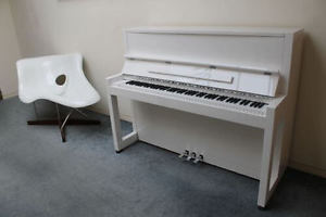 Feurich 115 Premiere in white finish with chrome hardware