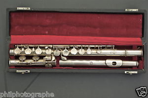 Rare flute traversiere argent massif SELMER Paris France n°3149 année 1924