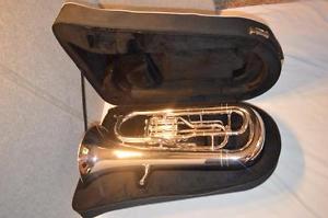 F. SCHMIDT 4 VALVE EUPHONIUM - SILVER NON-COMPENSATING - MODEL F4VS -  EXC. COND