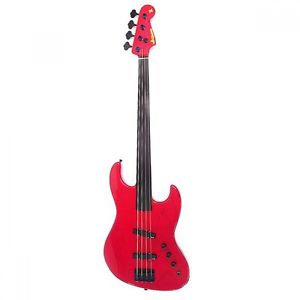 Moon JJ-4 Fretless Ash Body Red Used Electric Bass Guitar with Hard Case Japan