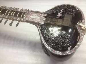 SITAR CONCERT HIGH QTY.DESIGN ON MOTHER OF PEARL UNIQUE ART HIGH GRADE TUN WOOD