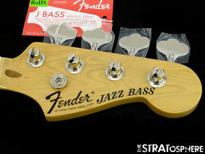 2016 USA Fender Geddy Lee JAZZ BASS NECK & TUNERS J Maple Black Block Inlays