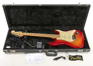 Fender American Deluxe Ash Stratocaster Aged Cherry Burst Electric Guitar Strat