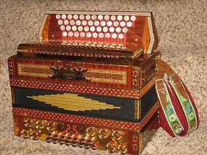 Strasser Special Gold Deluxe 4 Row Diatonic Button Box Accordion F,Bb,Eb,Ab