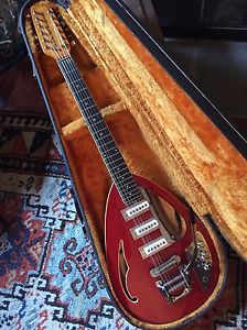 1960s Vox Mark XII Acoustic “Wyman Teardrop” 12-string Rare Red With Case