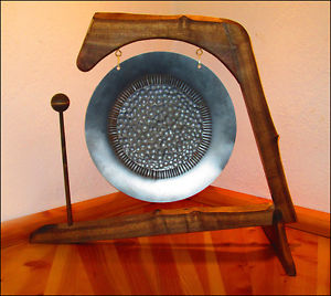 16" hand made gong with solid black walnut stand