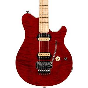 Music Man Axis Electric Guitar, Translucent Red Matching Headstock Maple Fretboard
