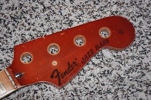 1974 1975 Fender Jazz bass neck maple 3-bolt bound block inlays