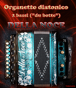 ORGANETTO FISARMONICA DIATONICA ACCORDEON 2 BASSI DELLA NOCE VERNICIATO