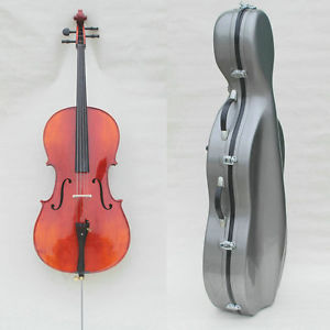 Stradivari Flame Maple Cello Middle-Level 4/4 3/4 1/2 1/4 1/8 Fiberglass Case